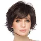 thumbnail image 1 of Pelucas cortas de cabello humano para mujeres Peluca de cabello humano natural para mujeres blancas Pelucas de cabello humano marrón oscuro con flequillo JAMW Sencillez, 1 of 5