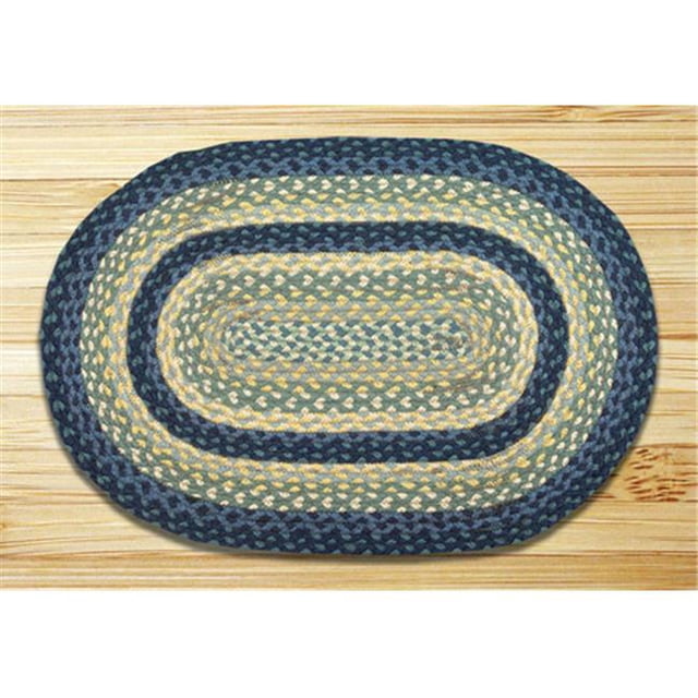 Earth Rugs 07-362 Oval Shaped Rug, Breezy Blue, Taupe and Ivory