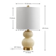 thumbnail image 4 of JONATHAN Y Daphne 20" Contemporary Transitional Metal/Glass Ribbed Gourd LED Table Lamp, Ivory/Brass Gold, JYL1099G, 4 of 7