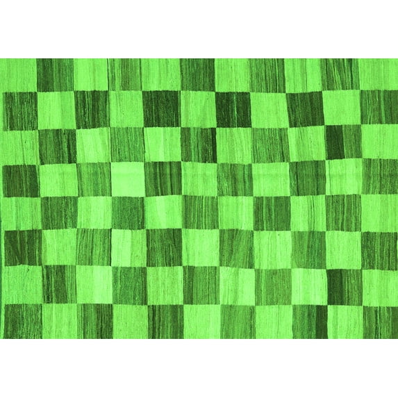 Ahgly Company Indoor Rectangle Checkered Green Modern Area Rugs, 2' x 4'