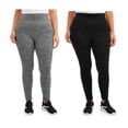 thumbnail image 5 of Feathers Women's and Women's Plus Size High Waisted Seamless Fleece Leggings, 26” Inseam, 2-Pack, 5 of 5