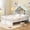 White, variant on Euroco Wood Twin Size Platform Bed with Storage Headboard and Canopy, Natural