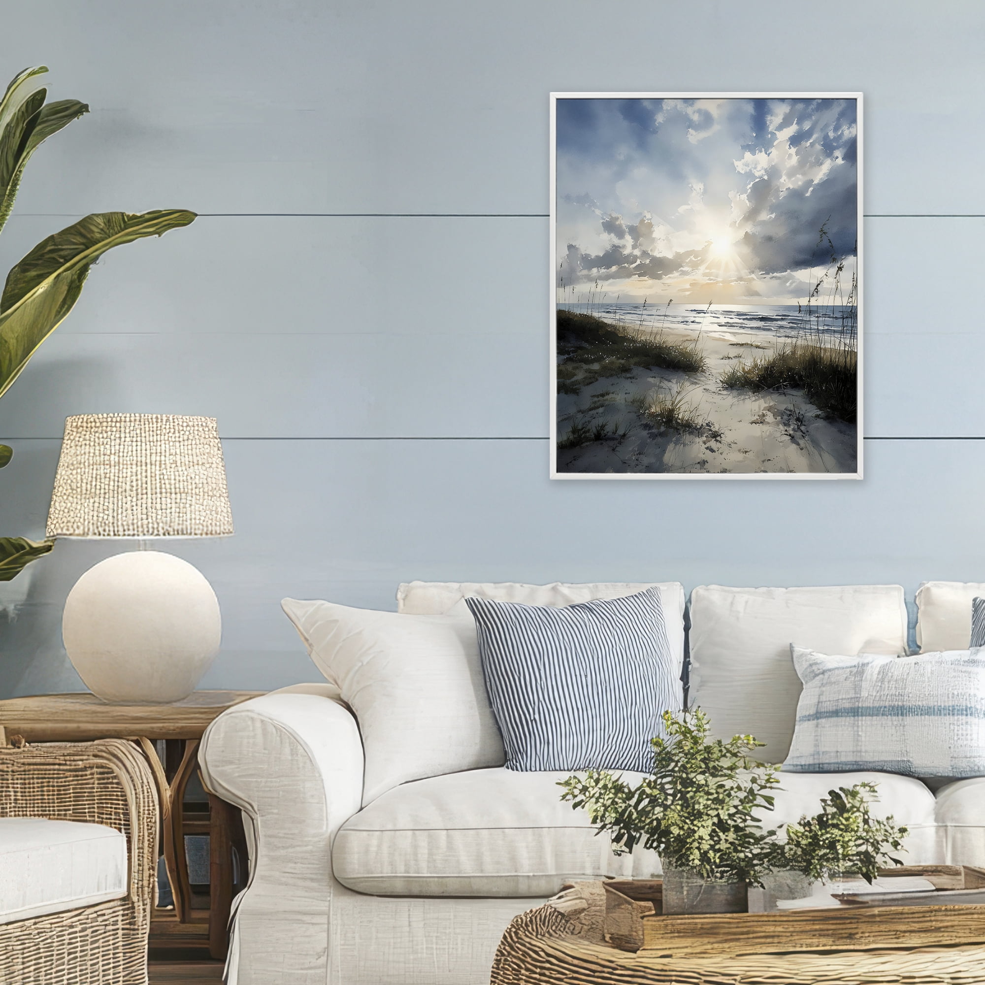 Stupell Industries Sunshine On The Beach White Framed Giclee Art, design by Franklyn Gregory