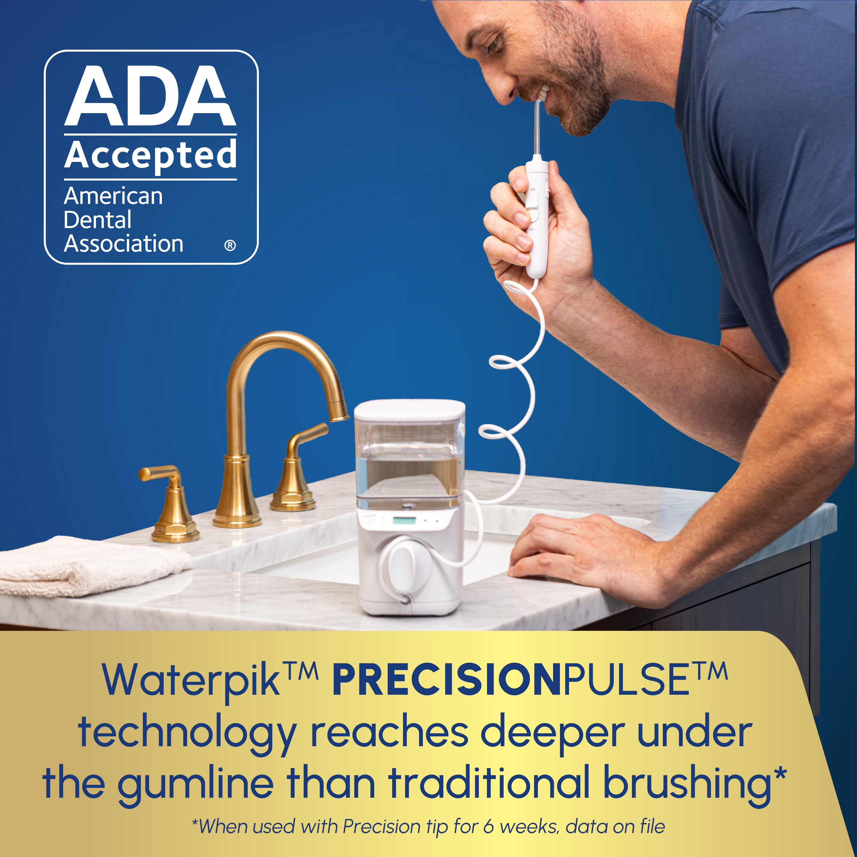 Waterpik Promax Water Flosser, 10 Settings with Smart Advance Mode, Small Quiet Design, 5 Tips, ADA Approved