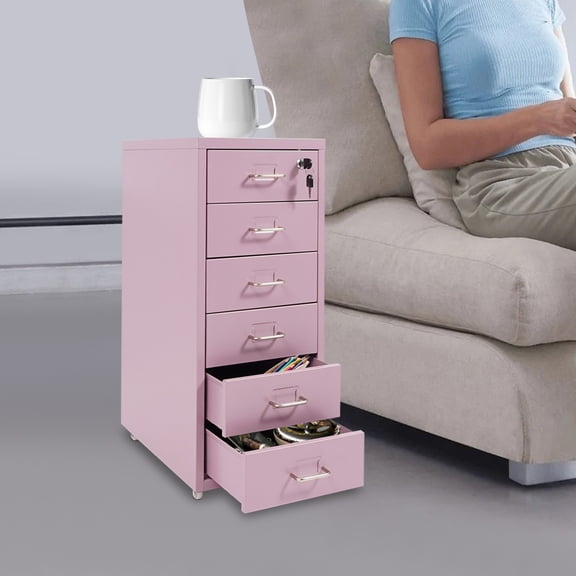 Metal 6 Drawer File Cabinet W/Lock Metal Vertical Filing Cabinet 11*16*27in for Office Home