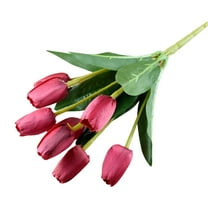 WZXPWT 12.4" Bloom 9-Head Tulip Bouquet, Realistic PU Wedding Centerpiece - Multi-Use Artificial Flowers for Home/Café/Wedding Décor (Red)