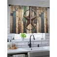 thumbnail image 5 of Country Star Sheer Curtains 45 inches Long, Farmhouse Texas Star Shabby Wood Grain Light Filtering Sheer Window Curtains Rod Pocket Voile Drapes for Bedroom Living Room, 52"W x 45"L 2 Panels, 5 of 7