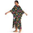 thumbnail image 2 of Xixirimido Día de los Muertos Skeleton Dance Print Kaftan Dresses for Women Plus Size V-Neck Moo Moos Batwing Sleeve Caftan Beach Dress Bathing Suit Cover-Up Loungewear, 2 of 7