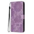 thumbnail image 2 of For Samsung Galaxy S25 Edge 5G 6.7" Flower Embossed Buckle Case, Card Slots/Pocket, PU Leather Flip Wallet Case With Short Wrist Strap,Purple,For Galaxy S25 Edge 5G, 2 of 7