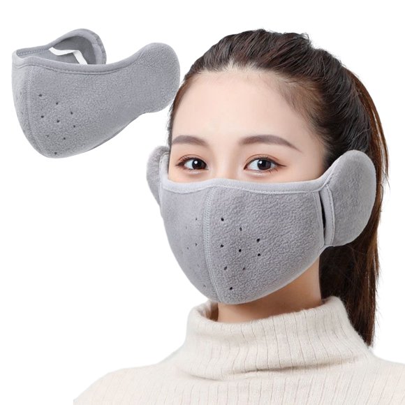 Winter Face Mask for Men Women Windproof Half Face Mask with Earflap for Outdoor Sport - Light grey