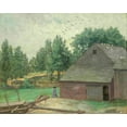 thumbnail image 2 of Weir, J Alden 32x26 Black Ornate Wood Framed with Double Matting Museum Art Print Titled - Summer in Connecticut. The Old Barn at Branchville, 2 of 4