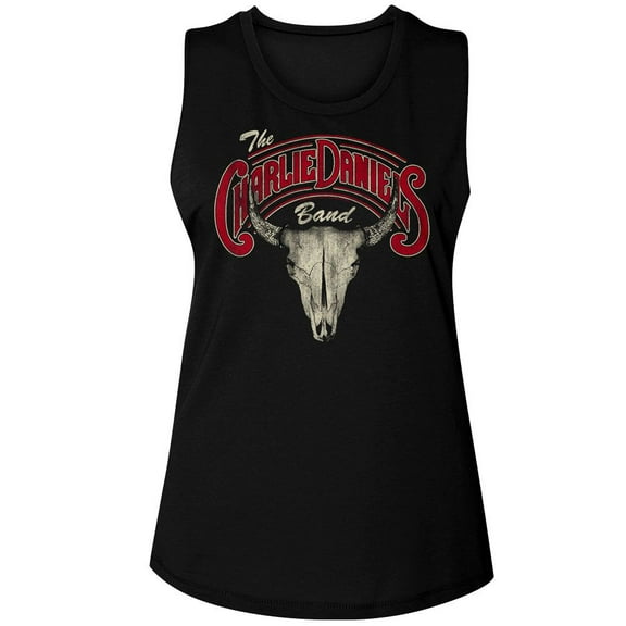 Charlie Daniels Band Skull N Logo Black Women's Muscle Tank Top