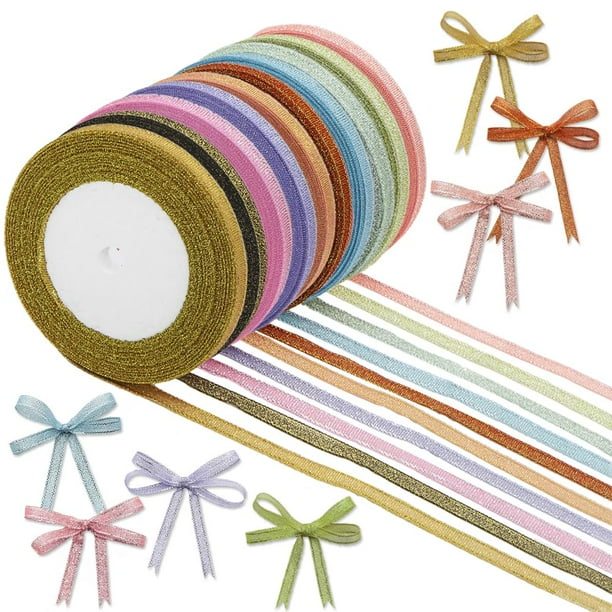Cinta decorativa Boerni, 10 rollos, 6 mm x 23 m, purpurina