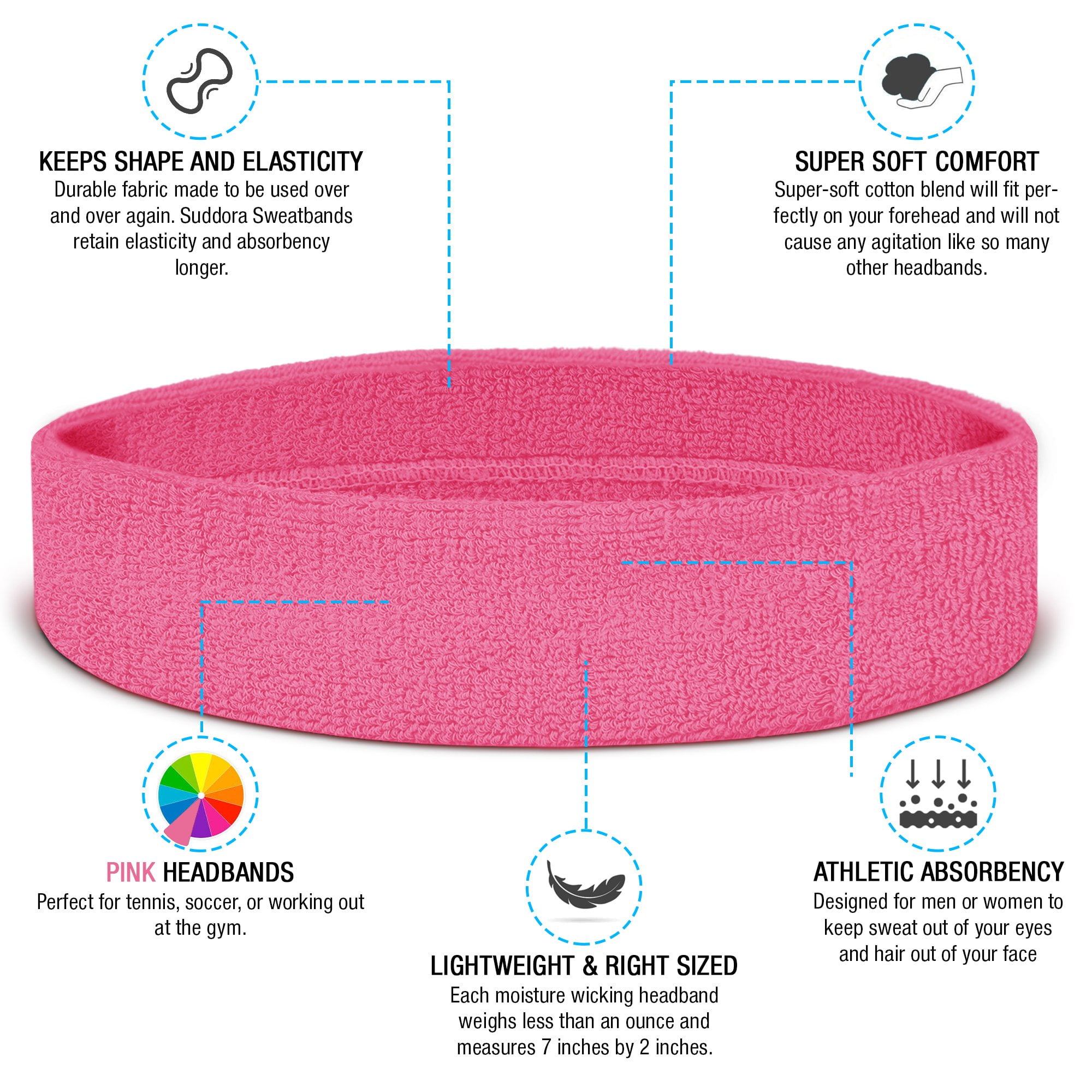 TALONITE Sport Headband/Wristband for Men and Women Gym Moisture Wicking Athletic Cotton Terry Cloth Sweatband for Running,Workout,Basketball Tennis 