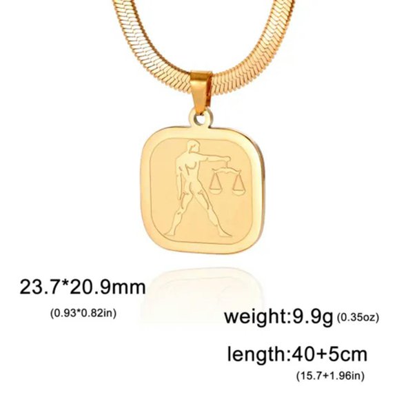 EOEMY 12 Horoscope Zodiac Necklace Constellation Jewelry Stainless Steel Snake Chain