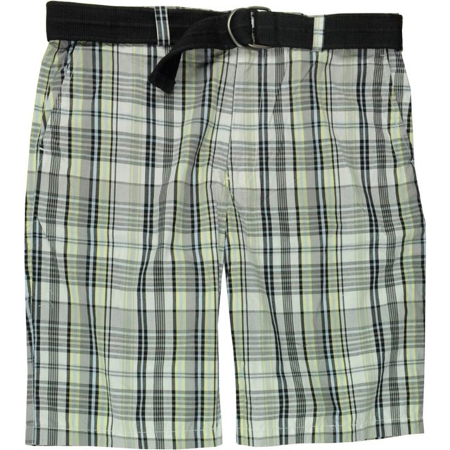 Ecko Unltd Pantalones cortos casuales para caminar con cinturón a cuadros misteriosos para hombre blanco 40