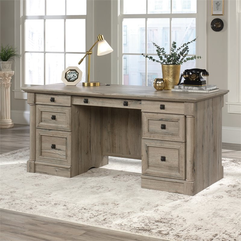 Sauder Palladia Executive Desk, Split Oak Finish