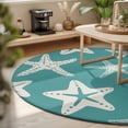 thumbnail image 3 of Round Area Rugs Collection 3 Ft, Turquoise Starfish Coastal Non-Slip Residential Carpet, Nautical Summer Ocean Abstract Art Indoor Crawling Mats Doormat Runner Rugs Play Mat for Bedroom, 3 of 9