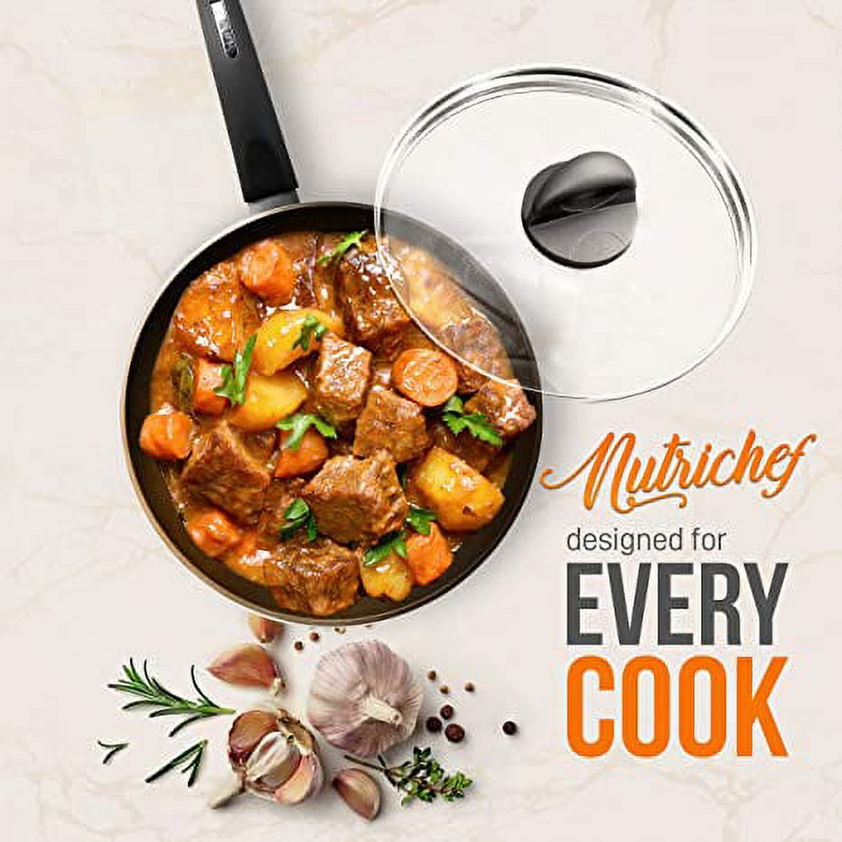 NutriChef Cooking Pot Lid - See-Through Tempered Glass Lids (Works with Model: NCCW12S)