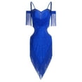 thumbnail image 3 of Sholeno Women Fringe Latin Dance Dress Irregular Rumba Tango Salsa Ballroom Dancing Cocktail Party Dress Blue XL, 3 of 7