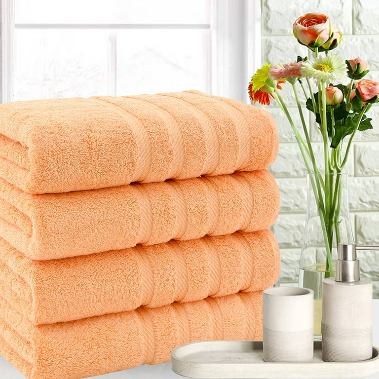American Soft Linen Bath Towels 100% Turkish Cotton 4 Piece Luxury Bath  Towel Sets for Bathroom - Malibu Peach 
