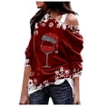 thumbnail image 1 of WEAIXIMIUNG Chandails en Molleton Graphiques pour Femmes Vintage Dames Épaule Inclinée Mode Thème Décontracté Rouge Verre Flocon de Neige Thème Imprimé Moyen Long Haut Sweat à Capuche, 1 of 3