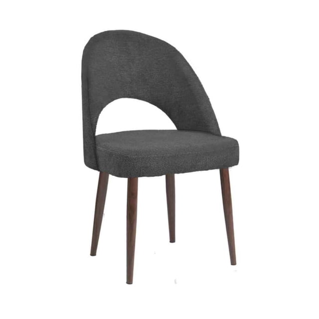 SILLA VÉLUMN TELA GRIS PATAS METAL MADERA