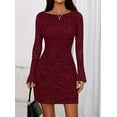 thumbnail image 3 of PRETTYGARDEN Women's Fall Fashion Floral Long Sleeve Mini Dress Mesh Bodycon Short Party Date Night Going Out Dresses, 3 of 10