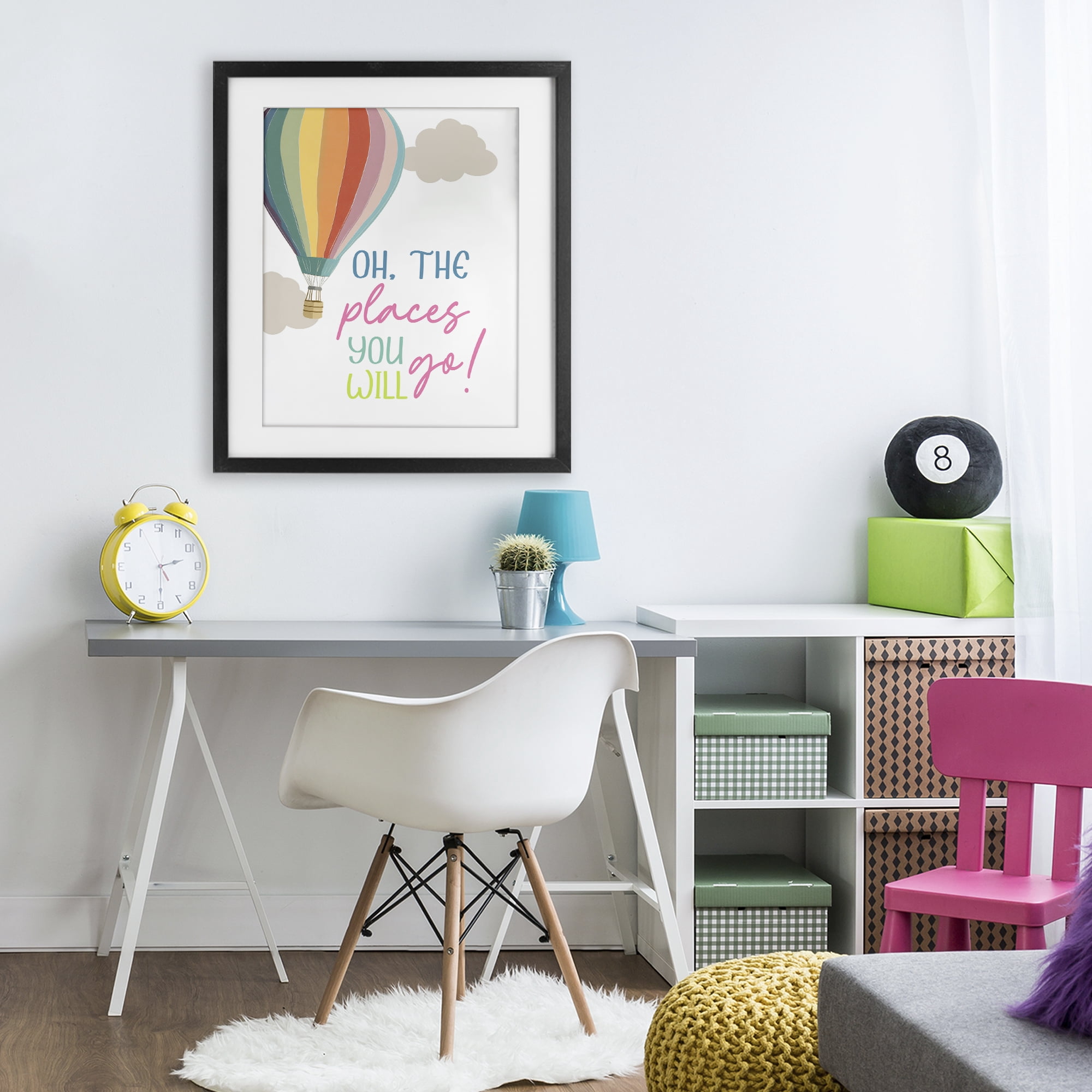 Stupell Industries The Places You Will Go Black Framed Print Under Glass, design by Christine Simpson Art