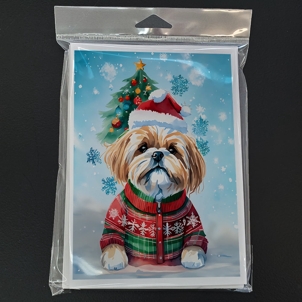 Lhasa Apso Christmas Greeting Cards Pack of 8 7 in x 5 in