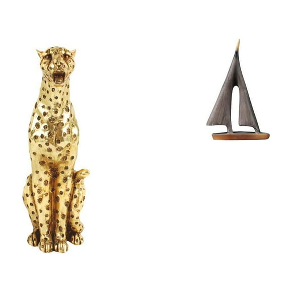 Escultura De Guepardo Con Vela Dorada, Animal Decorativo, Centro De Mesa Con Figura De Velero Para Oficina, Hogar, Hotel, Sala De Estar.