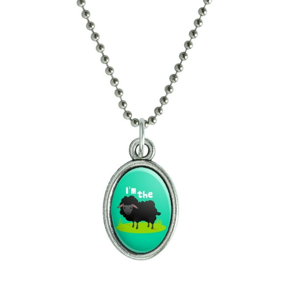 I'm The Black Sheep Funny Antiqued Oval Charm Pendant with Chain