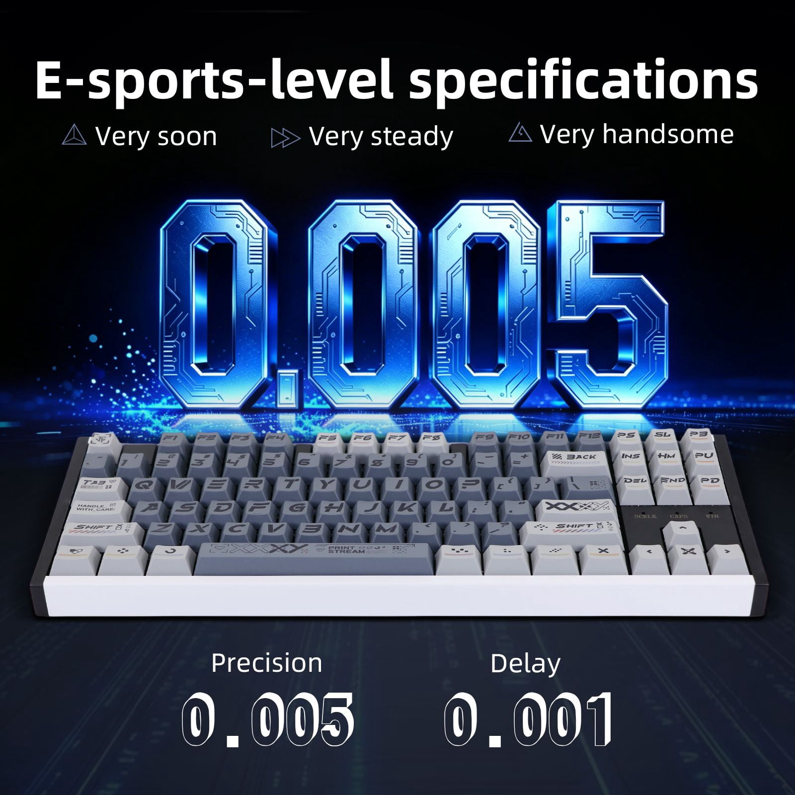 87 Keys Aluminum Mechanical Gaming Keyboard, 0.005 Precision 0.001 Low Latency, 5-Side Dye-Sub Keycaps, 17 ARGB Modes Support Win Mac VIA Customization
