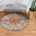 thumbnail image 3 of Wonnitar 3'Round Bohemian Medallion Rug,Oriental Distressed Small Round Area Rug Vintage Washable Entryway Foyer Mat Non-Slip Non-Shedding Low-Pile Sofa Bathroom Carpet, 3 of 6