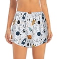 thumbnail image 2 of Fuzoiu Cartoon Planets Print Women's Athletic Shorts, Double-Layer Running Shorts with Pocket,Women's Workout Shorts for Yoga, Gym, and Workouts-XX-Large, 2 of 7