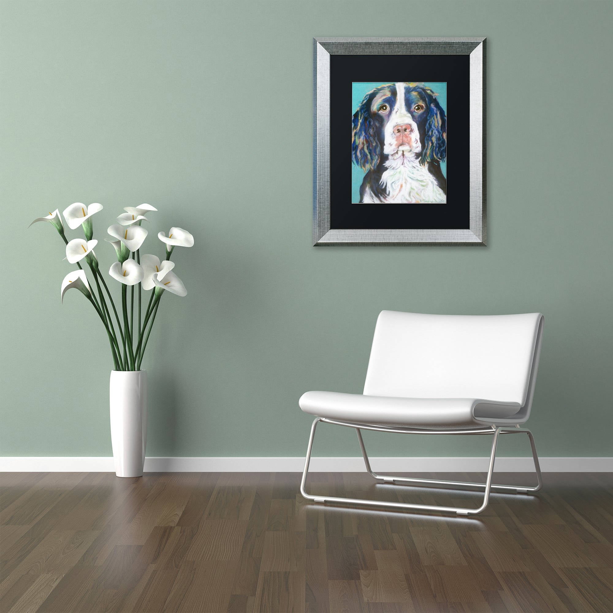 Trademark Fine Art "Dodger" Canvas Art by Pat Saunders-White, Black Matte, Silver Frame