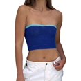 thumbnail image 3 of Sngxgn Women's Camisole V-Neck Sleeveless Short Cami(Blue,L), 3 of 7