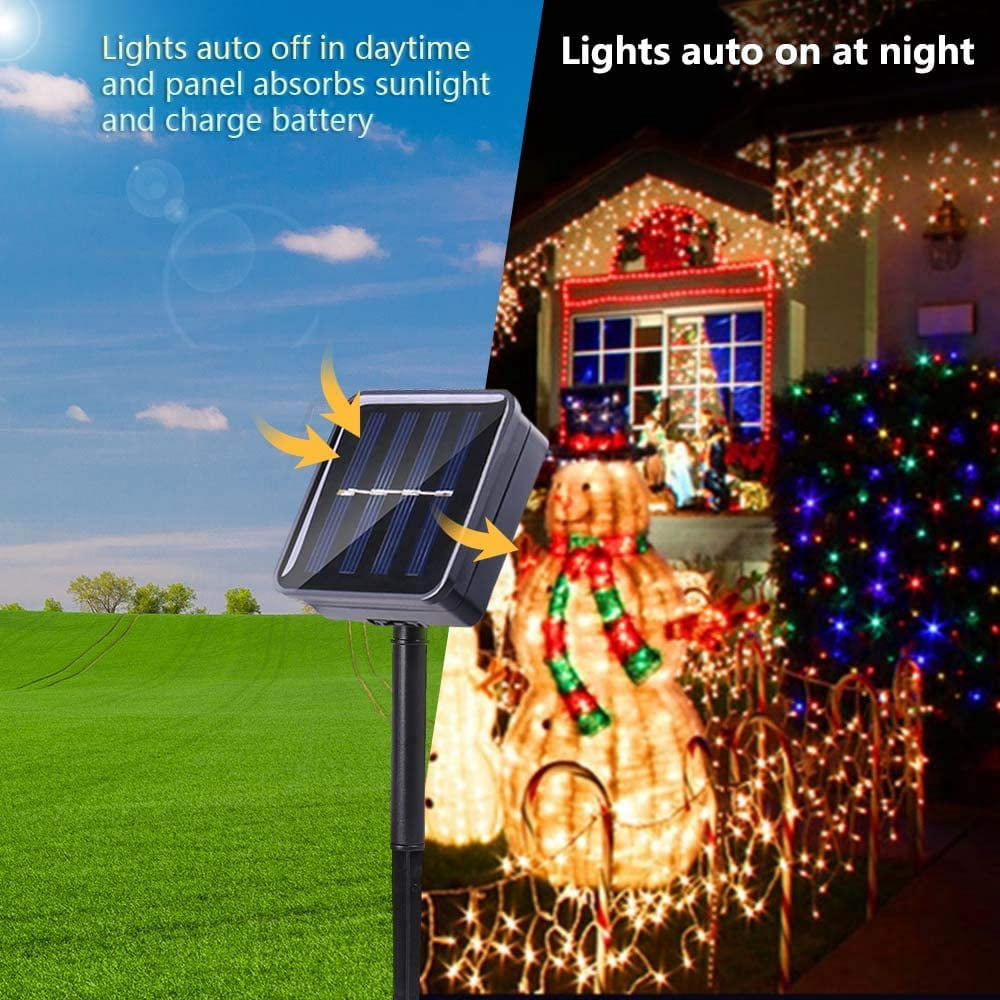 QiShi Christmas solar lights 39ft 100 LED Waterproof Outdoor Decoration Lighting for Patio,Lawn,Garden,Holiday,Christmas,Halloween Decorations (Multi-color)-3Pack