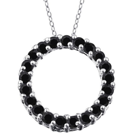 JewelersClub 1.00 Carat T.W. Black Diamond Open Circle Sterling Silver Pendant