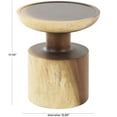 thumbnail image 3 of DecMode 16" x 18" Brown Wood Handmade Accent Table with Cylinder Block Base, 1-Piece, 3 of 9