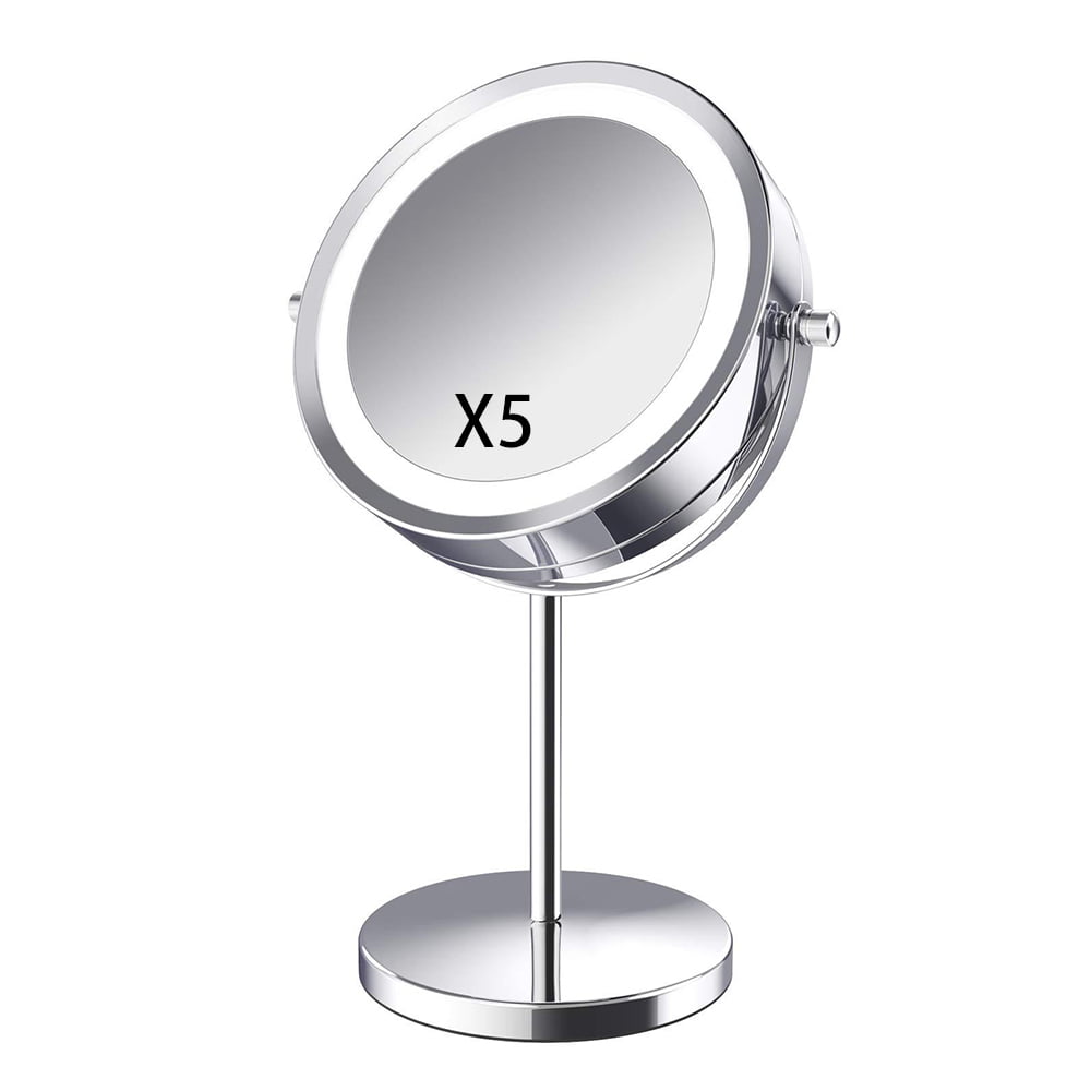 Powstro 5x 10x Magnified Makeup Mirror, 10x Magnifying Lighted Makeup Mirror