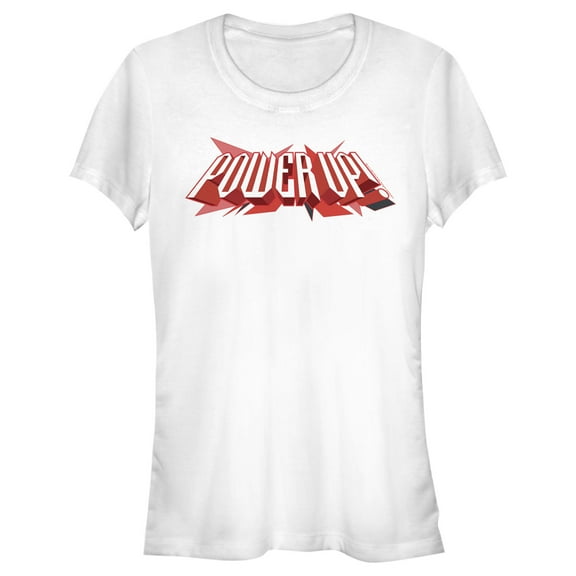 Junior's Power Rangers Power Up Motto  Graphic Tee White X Large