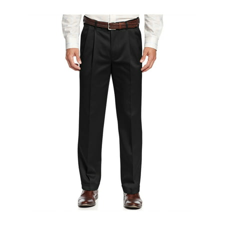 Perry Ellis Mens No Iron Double Pleated Casual Chino Pants black 38x30 ...