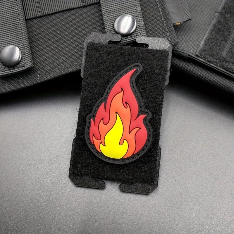 1 set of flame PVC patch badge set with hook and loop design on the back, suitable for bags, backpacks, vests and clothing decoration