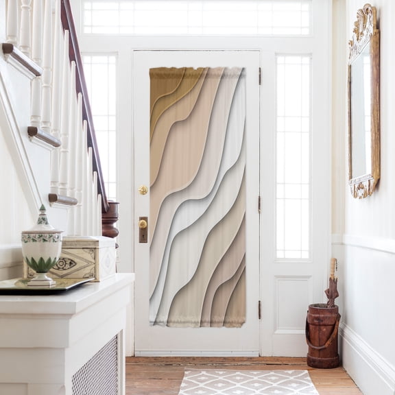 Beige Ombre Door Curtains for Door Window, French Sidelight Front Back Door Curtains With Tieback, Modern Geometric Abstract Aesthetic Cream Kitchen Rod Pocket Drapes Panel, 25"x72"