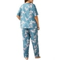 thumbnail image 2 of Women's Plus Size Pajama Sets For Lady Soft Short Sleeve Loungewear Sleepwear Top With Soft Pants 1XL, 2 of 5
