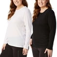 thumbnail image 4 of Lucky Brand Women's 2-Pack Soft Lightweight Cotton Tee Long Sleeve Crew T-Shirt, 4 of 5