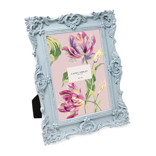 Marco de fotos Laura Ashley 5x7 azul polvo ornamentado de resina