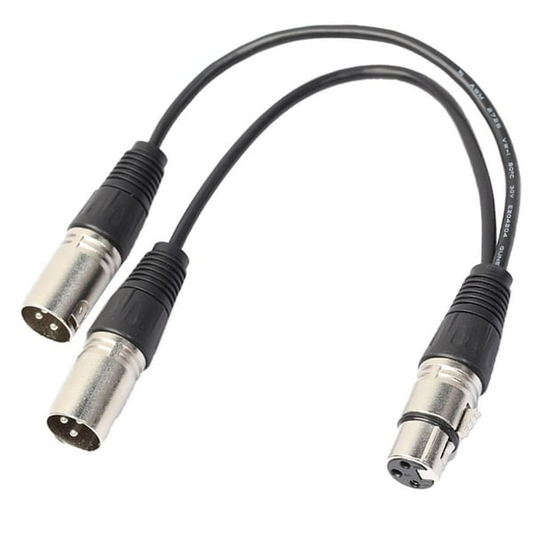 Cable XLR hembra a 2 x macho Yuyangstore adaptador divisor en Y 1 pie negro plata