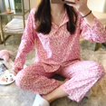 thumbnail image 1 of Pyjama style Coréen pour Femmes à Carreaux Mignon Printemps et Automne cardigan à Col Rabattu Manches Longues Tenue d'Intérieur, 1 of 5